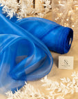 Glimmer Crystal Organza - Royal Blue Color Sheer Crystal Fabric by the Yard, Sparkle Shiny Material for Evening Gowns, Event Decor, 59" wide