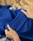 Grace - Royal Blue Crepe Stretch Fabric for Dresses, Suits, and Statement Pieces, Premium Heavy Twill Material by the Yard for Tailoring