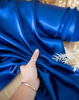 Iconic Silky Satin - Royal Blue Color Soft Silky Satin Fabric, Hi Quality 1 Way Stretch Satin for Pillows, Sheets, Ladies Clothing, As Evening Wear