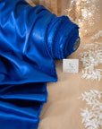 Iconic Silky Satin - Royal Blue Color Soft Silky Satin Fabric, Hi Quality 1 Way Stretch Satin for Pillows, Sheets, Ladies Clothing, As Evening Wear