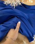 Mikado - Royal Blue Premium Structured Satin, High-Quality Dense Material by the Yard with One-Way Stretch for Evening Wear, Special Events