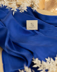 Mikado - Royal Blue Premium Structured Satin, High-Quality Dense Material by the Yard with One-Way Stretch for Evening Wear, Special Events