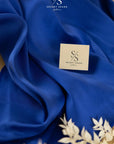 Mikado - Royal Blue Premium Structured Satin, High-Quality Dense Material by the Yard with One-Way Stretch for Evening Wear, Special Events