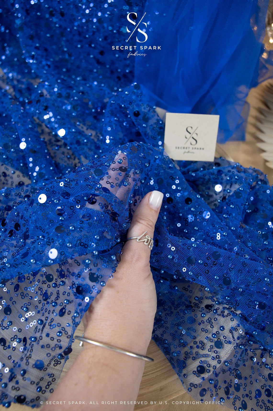 Starlight - Royal Blue Sparkle Heavy Beaded & Sequined Mesh, Premium Quality Material by the Yard for Evening Gowns, Stage Costumes Starlight - Royal Blue Sparkle Heavy Beaded & Sequined Mesh, Premium Quality Material by the Yard for Evening Gowns, Stage Costumes