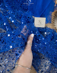 Starlight - Royal Blue Sparkle Heavy Beaded & Sequined Mesh, Premium Quality Material by the Yard for Evening Gowns, Stage Costumes