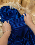 Rich - Royal Blue Stretch Velvet Fabric - Bold 4-Way Velour for Capes, Evening Gowns, Theater Costumes, Drapery & Decor