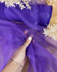 Glimmer Crystal Organza - Royal Purple Color Sheer Crystal Fabric by the Yard, Sparkle Shiny Material for Evening Gowns, Party Decor, 59"