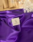 Amore - Royal Purple Dense Bridal Satin Fabric, Sturdy Non-Stretch Shiny Material for Wedding Gowns, Elegant Event Decor, Drapery