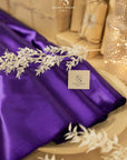 Amore - Royal Purple Dense Bridal Satin Fabric, Sturdy Non-Stretch Shiny Material for Wedding Gowns, Elegant Event Decor, Drapery