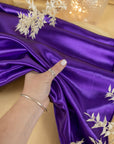 Amore - Royal Purple Dense Bridal Satin Fabric, Sturdy Non-Stretch Shiny Material for Wedding Gowns, Elegant Event Decor, Drapery