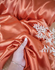 Iconic Silky Satin - Rust Color Soft Silky Satin Charmeuse Fabric 1 Way Stretch, Silky Satin Fabric for Women's Slips, Crafts, Ties, Handkerchiefs DIY