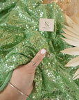 Glitz Sequin - Sage Green Color High-Quality Premium Material by the Yard, Round Shape 3mm Sequins for Events, Evening Wear, Decor