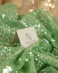 Glitz Sequin - Sage Green Color High-Quality Premium Material by the Yard, Round Shape 3mm Sequins for Events, Evening Wear, Decor