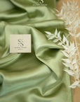 Iconic Silky Satin - Sage Green Color Soft Premium Charmeuse Fabric One Way Stretch for Garden Weddings, Modern Bohemian Fashion, Eco Events DIY