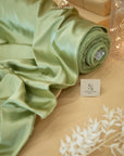 Iconic Silky Satin - Sage Green Color Soft Premium Charmeuse Fabric One Way Stretch for Garden Weddings, Modern Bohemian Fashion, Eco Events DIY