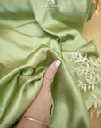 Iconic Silky Satin - Sage Green Color Soft Premium Charmeuse Fabric One Way Stretch for Garden Weddings, Modern Bohemian Fashion, Eco Events DIY