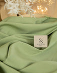 Mikado - Sage Green Premium Structured Satin, Quality Dense Material by the Yard with One-Way Stretch for Evening Wear, Special Events