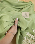 Mikado - Sage Green Premium Structured Satin, Quality Dense Material by the Yard with One-Way Stretch for Evening Wear, Special Events