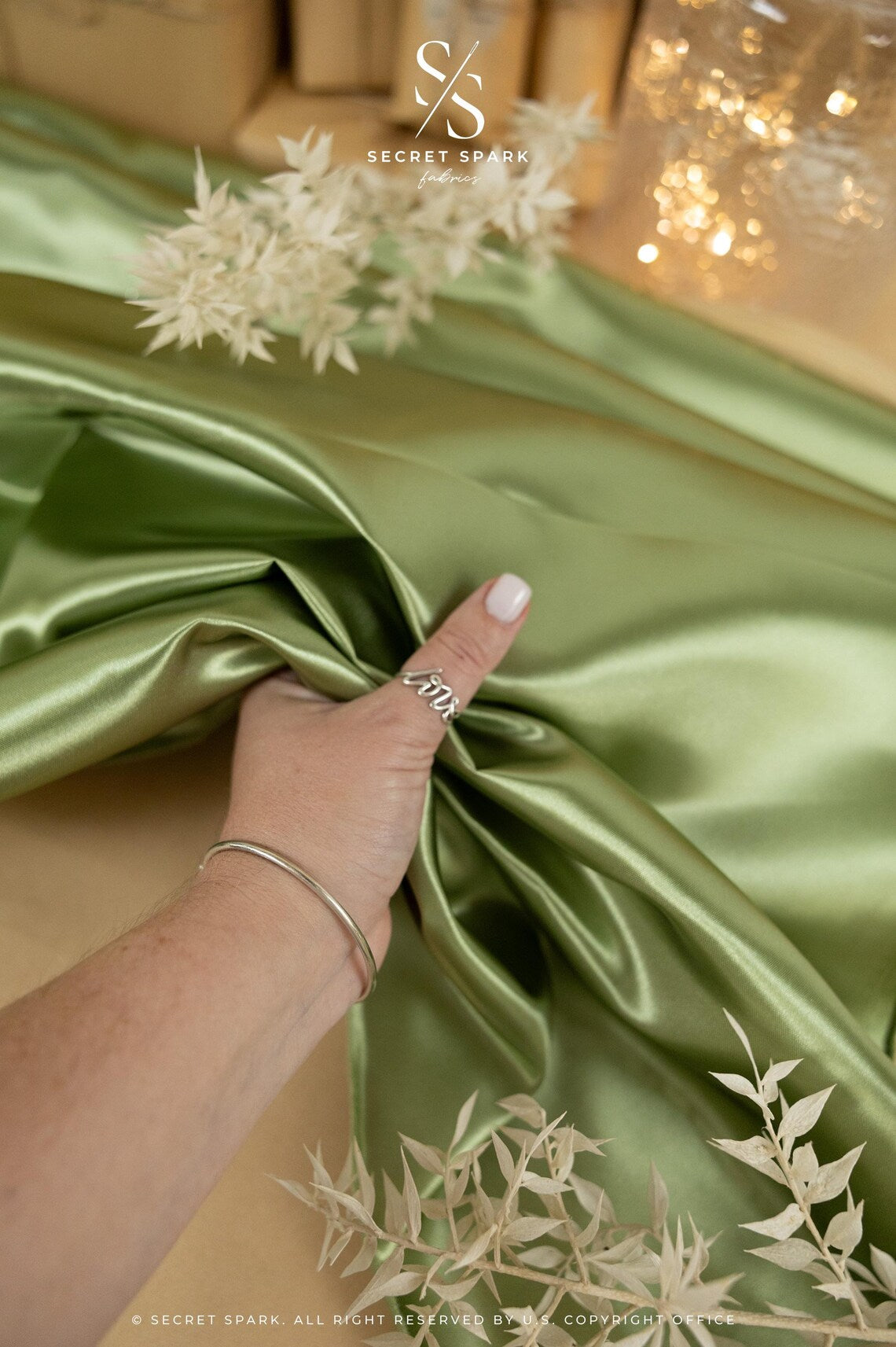 Amore - Sage Green Dense Satin Fabric, Shiny Non-Stretch Sturdy Material for Bridesmaid Dresses, Home Decor, Satin Robes, Elegant Accessories Amore - Sage Green Dense Satin Fabric, Shiny Non-Stretch Sturdy Material for Bridesmaid Dresses, Home Decor, Satin Robes, Elegant Accessories