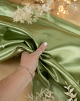 Amore - Sage Green Dense Satin Fabric, Shiny Non-Stretch Sturdy Material for Bridesmaid Dresses, Home Decor, Satin Robes, Elegant Accessories