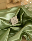 Amore - Sage Green Dense Satin Fabric, Shiny Non-Stretch Sturdy Material for Bridesmaid Dresses, Home Decor, Satin Robes, Elegant Accessories