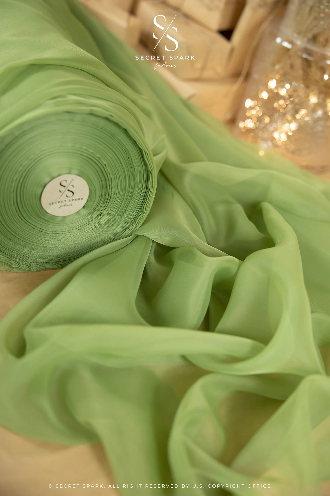 Serenity - Sage Green Matte Organza 118"-120" (~300-305 cm), Premium Quality Material by the Yard for Decor, Evening Dresses Serenity - Sage Green Matte Organza 118"-120" (~300-305 cm), Premium Quality Material by the Yard for Decor, Evening Dresses