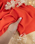 Grace - Scarlett Red Crepe Stretch Fabric for Striking Dresses and Power Suits, Premium Heavy Twill Material by the Yard for Bold Designs