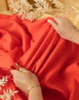 Grace - Scarlett Red Crepe Stretch Fabric for Striking Dresses and Power Suits, Premium Heavy Twill Material by the Yard for Bold Designs