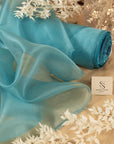Glimmer Crystal Organza - Seafoam Blue Color Sheer Crystal Fabric by the Yard, Sparkle Shiny Material for Beach Wedding, Summer Decor