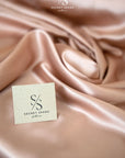 Iconic Silky Satin - Rose Gold Color Silky Satin Trendy One Way Stretch Fabric for Sewing Bridal Dresses, Silk Slips, Event Tablecloths, Blouses