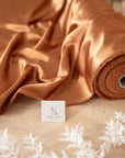 Iconic Silky Satin - Cinnamon Stick Color Quality Fabric, 1 Way Stretch Satin Perfect for Pillows, Sheets, Ladies Clothing, As Evening Wear