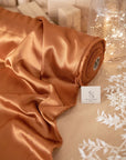 Iconic Silky Satin - Cinnamon Stick Color Quality Fabric, 1 Way Stretch Satin Perfect for Pillows, Sheets, Ladies Clothing, As Evening Wear