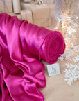Iconic Silky Satin - Magenta Pink Color Soft Premium Charmeuse Fabric One Way Stretch for Statement Fashion, Glamorous Events, Evening Wear DIY