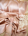 Iconic Silky Satin - Rose Gold Color Silky Satin Trendy One Way Stretch Fabric for Sewing Bridal Dresses, Silk Slips, Event Tablecloths, Blouses