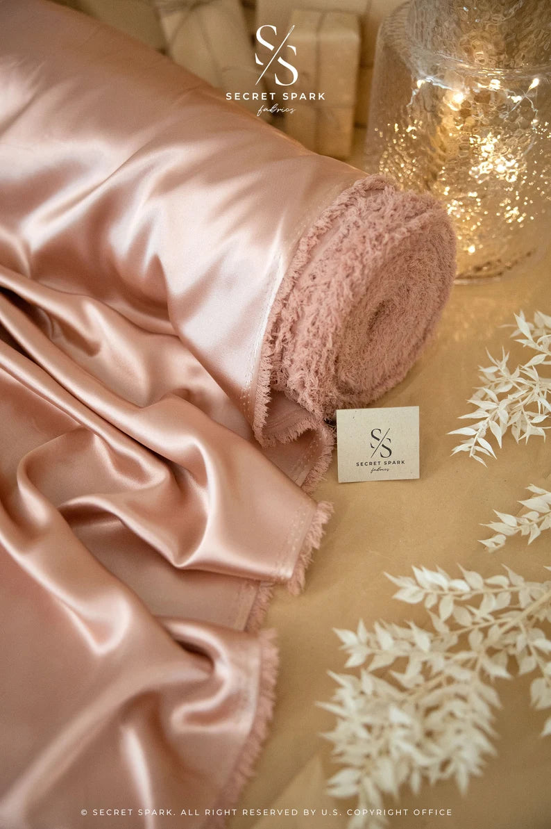 Online Fabric Store Iconic Silky Satin - Rose Gold Color Trendy One Way  Stretch Fabric for Sewing Bridal Dresses, Silk Slips, Event Tablecloths | Satin  Fabric