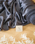 Iconic Silky Satin - Slate Grey Color Premium Charmeuse Fabric One Way Stretch, Soft Satin for Crafts, Decor, Costumes, Apparel DIY