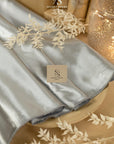 Amore - Silver Gray Glossy Satin Fabric, Dense Non-Stretch Sturdy Material for Evening Gowns, Decorative Curtains, Bridal Sashes, Sophisticated Bedding