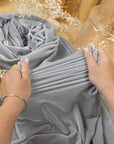 Rich - Silver Gray Stretch Velvet Fabric - Soft 4-Way Velour with Elegant Sheen for Wedding Decor, Dresses, Drapery & Pillows