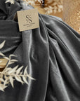 Rich - Slate Gray Stretch Velvet Fabric - Dense 4-Way Velour with Smooth Drape for Suits, Curtains, Upholstery & Decor