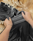 Rich - Slate Gray Stretch Velvet Fabric - Dense 4-Way Velour with Smooth Drape for Suits, Curtains, Upholstery & Decor