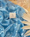 Glitz Sequin - Soft Blue Color Premium Quality Fabric by the Yard, 3mm Round Sequins on Mesh Base for Baby Shower, Events, Table Decor