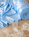 Iconic Silky Satin - Soft Blue Color Airy & Light Weight Fabric, One Way Stretch Quality Material for Decorations, Clothing, Wholesale