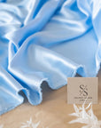 Iconic Silky Satin - Soft Blue Color Airy & Light Weight Fabric, One Way Stretch Quality Material for Decorations, Clothing, Wholesale