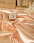 Amore - Soft Peach Satin Fabric, Luxurious Non-Stretch Shiny Satin with Matte Back for Bridesmaid Dresses, Curtains, and Event Decorations