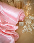 Iconic Silky Satin - Soft Pink Color Soft Premium Charmeuse Fabric, One Way Stretch Satin for Women's Slips, Crafts, Dresses, Handkerchiefs