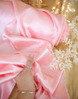 Iconic Silky Satin - Soft Pink Color Soft Premium Charmeuse Fabric, One Way Stretch Satin for Women's Slips, Crafts, Dresses, Handkerchiefs