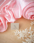 Iconic Silky Satin - Soft Pink Color Soft Premium Charmeuse Fabric, One Way Stretch Satin for Women's Slips, Crafts, Dresses, Handkerchiefs