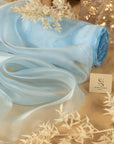 Glimmer Crystal Organza - Soft Powder Blue Color Sheer Premium Fabric by the Yard, Crystal Sparkle Material for Baby Shower, Wedding Decor