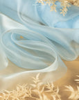Glimmer Crystal Organza - Soft Powder Blue Color Sheer Premium Fabric by the Yard, Crystal Sparkle Material for Baby Shower, Wedding Decor