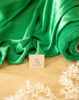 Iconic Silky Satin - Spring Green Color Quality Premium Charmeuse Fabric, One Way Stretch for Apparel, Nature-Inspired Decor, Garden Events
